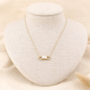 Collier acier inoxydable cabochon rectangulaire pierre/nacre naturelle 0123117 blanc