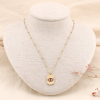 Collier pendentif oeil cristaux talisman en acier 0123164 fushia