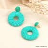 Boucles d'oreilles oversized papier tressage et métal femme 0323090 bleu turquoise