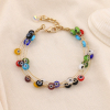 Bracelet yeux tunisiens protecteurs en verre et chaînes métal 0223153 multi