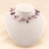 Collier chic perles pierres naturelles et chaînes métal pour femme 0123137 violet