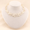 Collier court multi-rangs perles blanches métal pour cérémonie 0123138 blanc