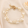 Bracelet cérémonie multi-rangs perles acryliques et métal pour femme 0223152 blanc