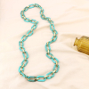 Sautoir gros maillons acrylique ovale CCB femme 0123589 bleu turquoise