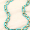 Sautoir gros maillons acrylique ovale CCB femme 0123589 bleu turquoise