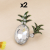 Pin's broche X2 ananas cristaux, strass et métal 0623502 argenté