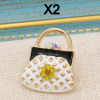 Pin's x2 sac à main métal strass émail 0623507 doré
