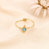 Bague fine réglable acier inoxydable rococo strass coloré 0423526 bleu