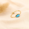 Bague fine réglable acier inoxydable oeil chance pierre 0423527 bleu turquoise