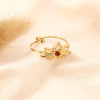Bague fine réglable acier inoxydable fleur de nénuphar émail 0423530 rouge