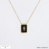 Collier acier inoxydable pendentif rococo pierre véritable 0122547 noir