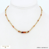 Collier billes acier inoxydable pierre naturelle 0122584 rouge bordeaux