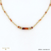 Collier billes acier inoxydable pierre naturelle 0122584 rouge bordeaux