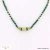 Collier disques acier inoxydable billes pierre naturelle 0122585 vert aqua