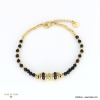 Bracelet disques acier inoxydable billes pierre naturelle 0222563 noir