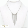 Collier soirée acier inoxydable billes franges 0122534 argenté