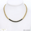 Collier chaîne maille gourmette acier inoxydable strass 0122586 doré