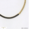 Collier chaîne maille gourmette acier inoxydable strass 0122586 doré