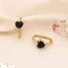 Mini créoles chic acier inoxydable coeur strass 0322585 noir