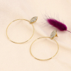 Grandes boucles d'oreilles anneaux et losanges acier strass 0323592 doré