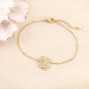 BRACELET ACIER INOXYDABLE PENDENTIF TRÈFLE 4 FEUILLES STRASS 0223627 doré