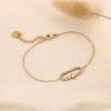 Bracelet acier inoxydable pendentif effet trombone à strass pour femme 0223581 doré