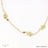 Collier acier inoxydable serpent strass colorés 0123021 rouge