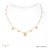 Collier acier inoxydable fleur marguerite strass colorés 0123023 rouge