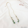 Collier acier perle eau douce éclats pierre naturelle 0123060 vert