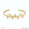 Bracelet jonc acier inoxydable martelé cabochons nacrés 0223005 doré