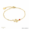 Bracelet acier inoxydable serpent strass coloré 0223019 rouge