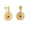 Boucles d'oreille acier oeil chance cabochon pierre 0323009 rouge