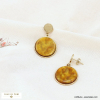 Boucles d'oreilles acier vintage résine marbrée 0323012 marron