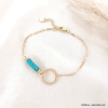 Bracelet acier inoxydable anneau pierre perle eau douce 0223062 bleu turquoise