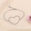 Bracelet acier inox romantique grand coeur femme 0224025 argenté