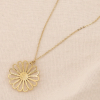 Collier acier inoxydable pendentif fleur striée 0124032 doré