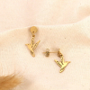 Boucles d'oreilles acier inoxydable oiseau en vol colibri femme 0324050 doré