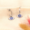 Boucles d'oreilles acier inox oeil chance bleu strass femme 0323575 argenté