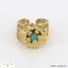 Bague large acier inoxydable fleur bille pierre femme 0423016 bleu