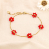 BRACELET EN ACIER INOXYDABLE FLEURS BILLE FACETTÉE CRISTAL 0224092 rouge