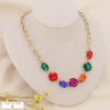 Collier acier inoxydable gros strass coloré 0123530 multi