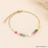 Bracelet perle eau douce pierres naturelles acier inoxydable 0223068 multi