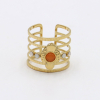 Bague large multi-anneaux acier cabochon pierre strass 0423012 orange