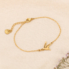 Bracelet acier inoxydable pendentif oiseau colibri en vol 0224095 doré