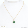 Collier rococo pendentif acier inoxydable émail strass 0122533 vert foncé
