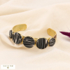 Bracelet jonc acier inoxydable cabochons rayure 0223532 noir