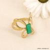 Bague acier inoxydable papillon cabochon rectangle pierre nacre 0423147 vert