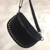 Sac banane cuir véritable daim petits clous dorés 0924517 noir