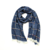 Echarpe longue carreaux colorés frange femme 0724514 bleu foncé