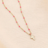 Collier acier inoxydable strass croix résine époxy femme 0124524 orange foncé